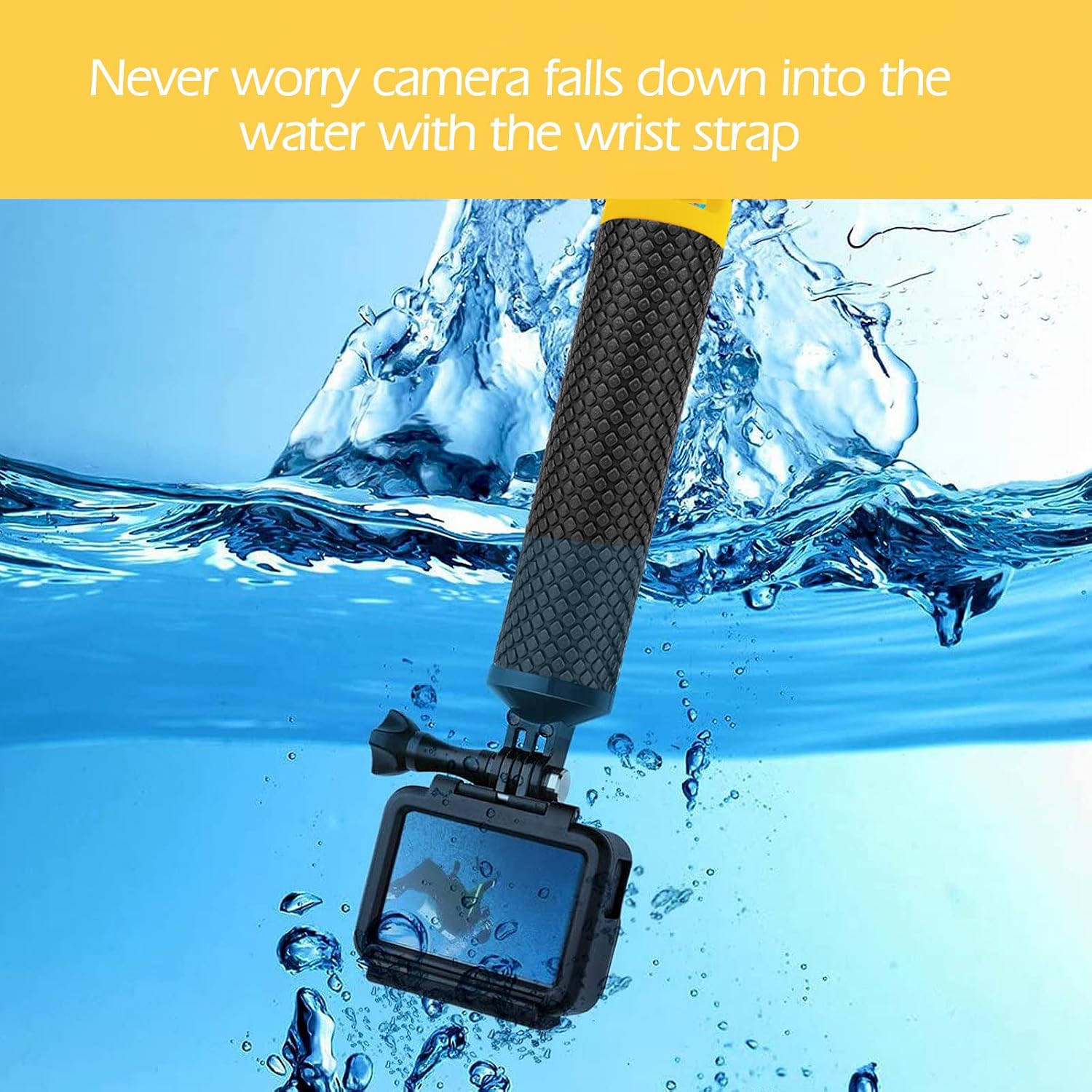 Luxebell Floating Hand Grip, Pole Mount for Gopro Hero 9 8 7 6 5 Max Session 4 3+, Handle Mount Accessories for AKASO EK7000 V50 Pro Brave 4 Dragon Crosstour Campark DJI OSMO Action Camera (Yellow)