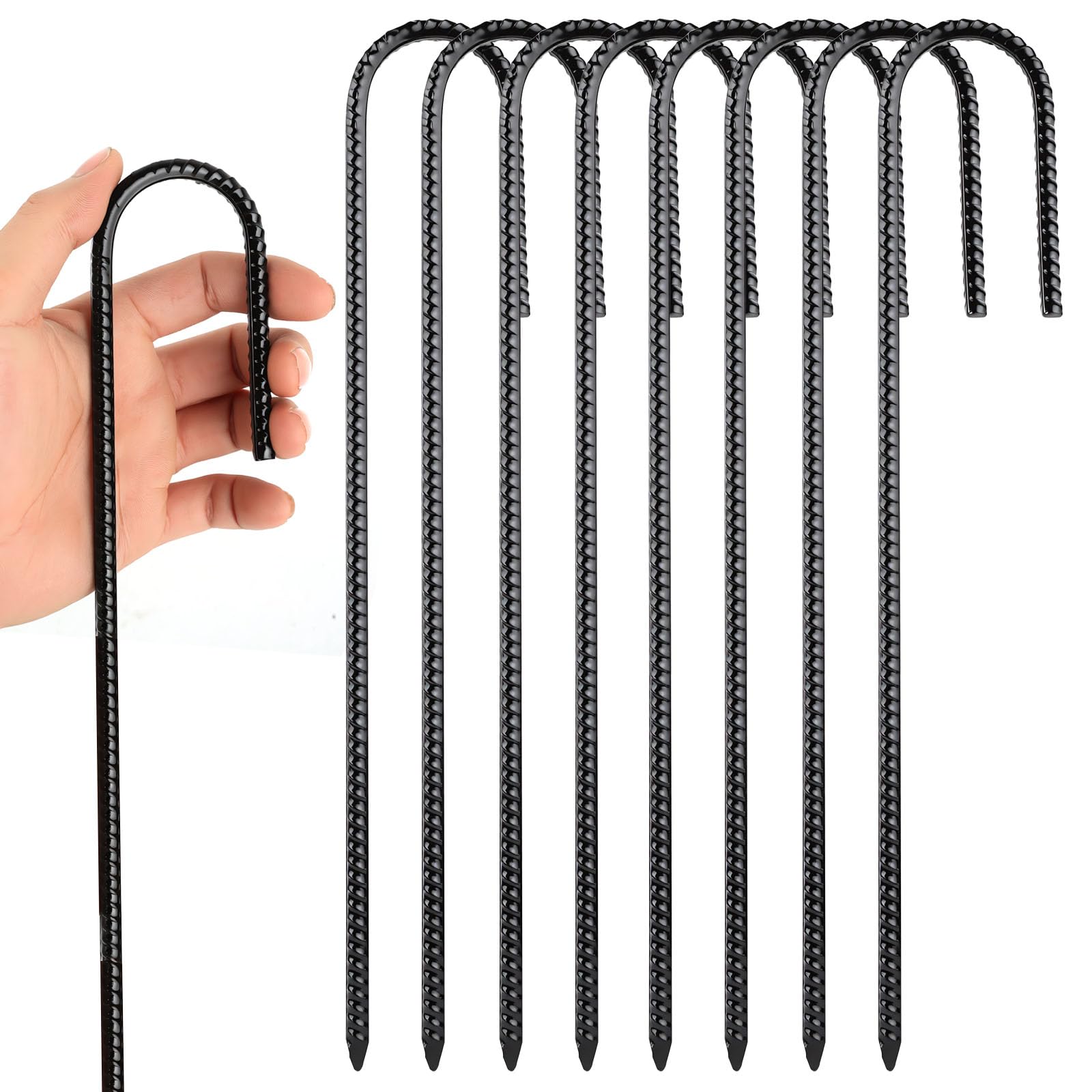8 śledzi do namiotu, odporne na burzę, 30 cm, kotwa gruntowa, huśtawka, kotwa gruntowa do wkręcania, śledzie do dużych obciążeń, stabilne śledzie ziemne 30 cm, metalowe śledzie do wbijania w ziemię do