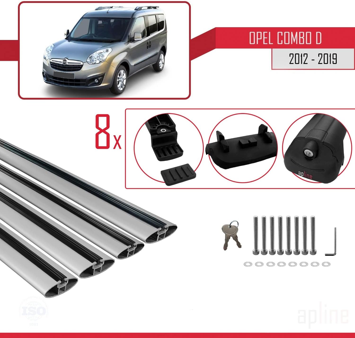 accessorypart Compatible with Volkswagen Caddy 4 (SB) 2020-2025 ACE-1 Car Roof Rack Cross Bar Black Aluminium 4 Bars