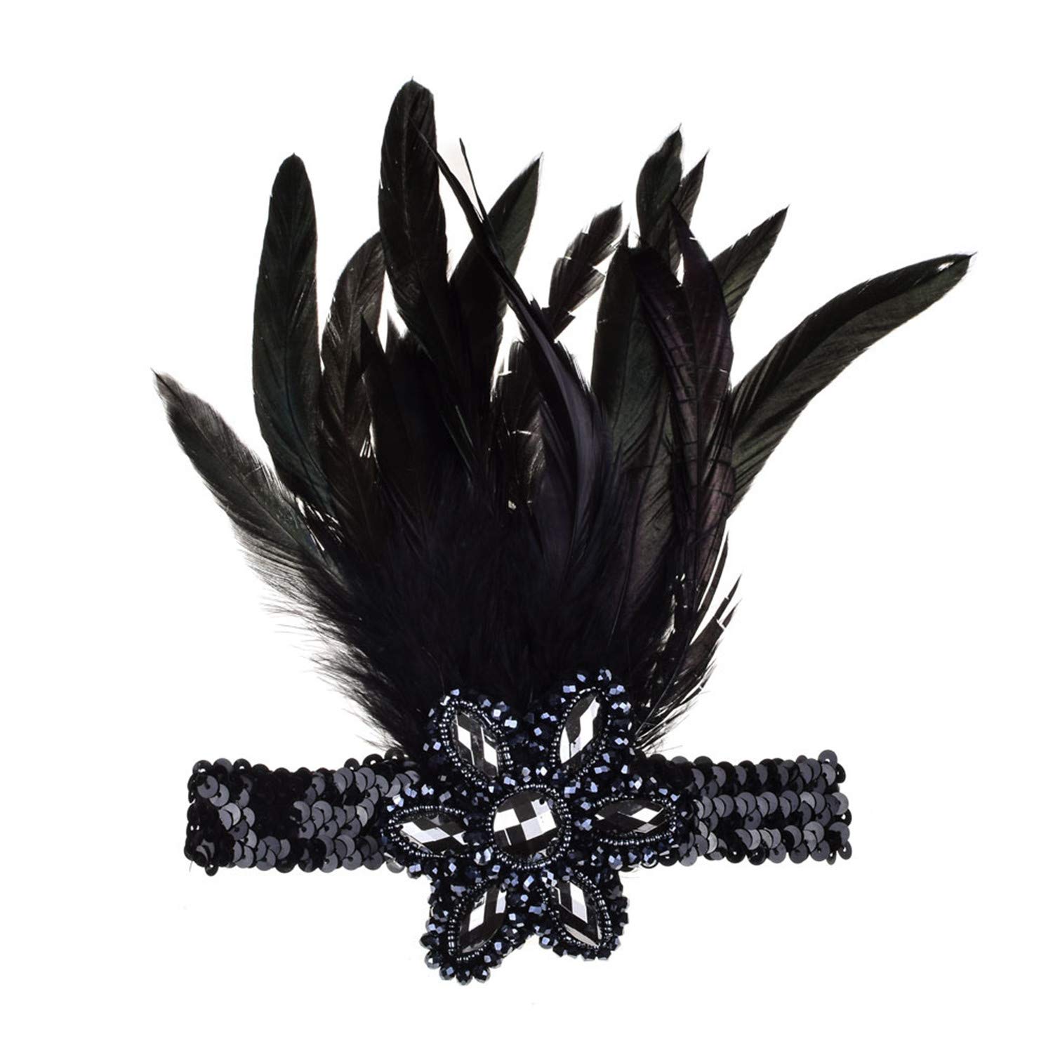 Ulalaza Carnival Feather Headpiece Showgirl Headband Roaring 20s 1920s Flapper Head Band Vintage Gatsby Party Accessories โ image 1