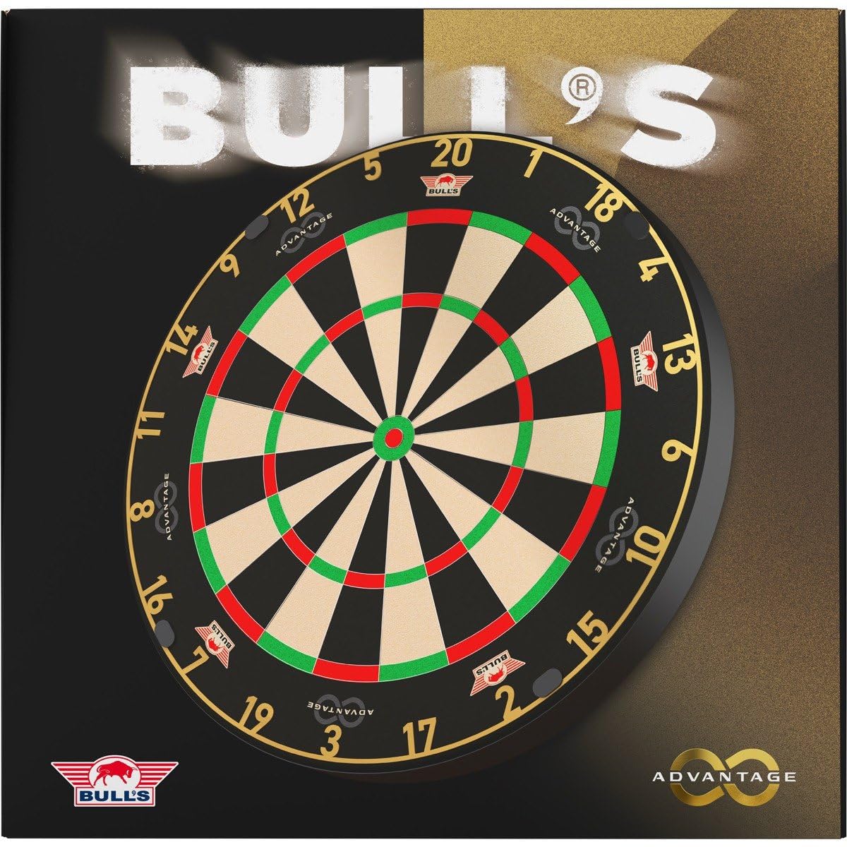 Bull's Advantage 8 Profi Sisal Dartscheibe mit 360° Drehsystem gegen ungleichmäßige Abnutzung - Ultradünne Drähte für weniger Abpraller, selbstheilendes Sisal - NDB Turnier Steeldartscheibe, 45 cm