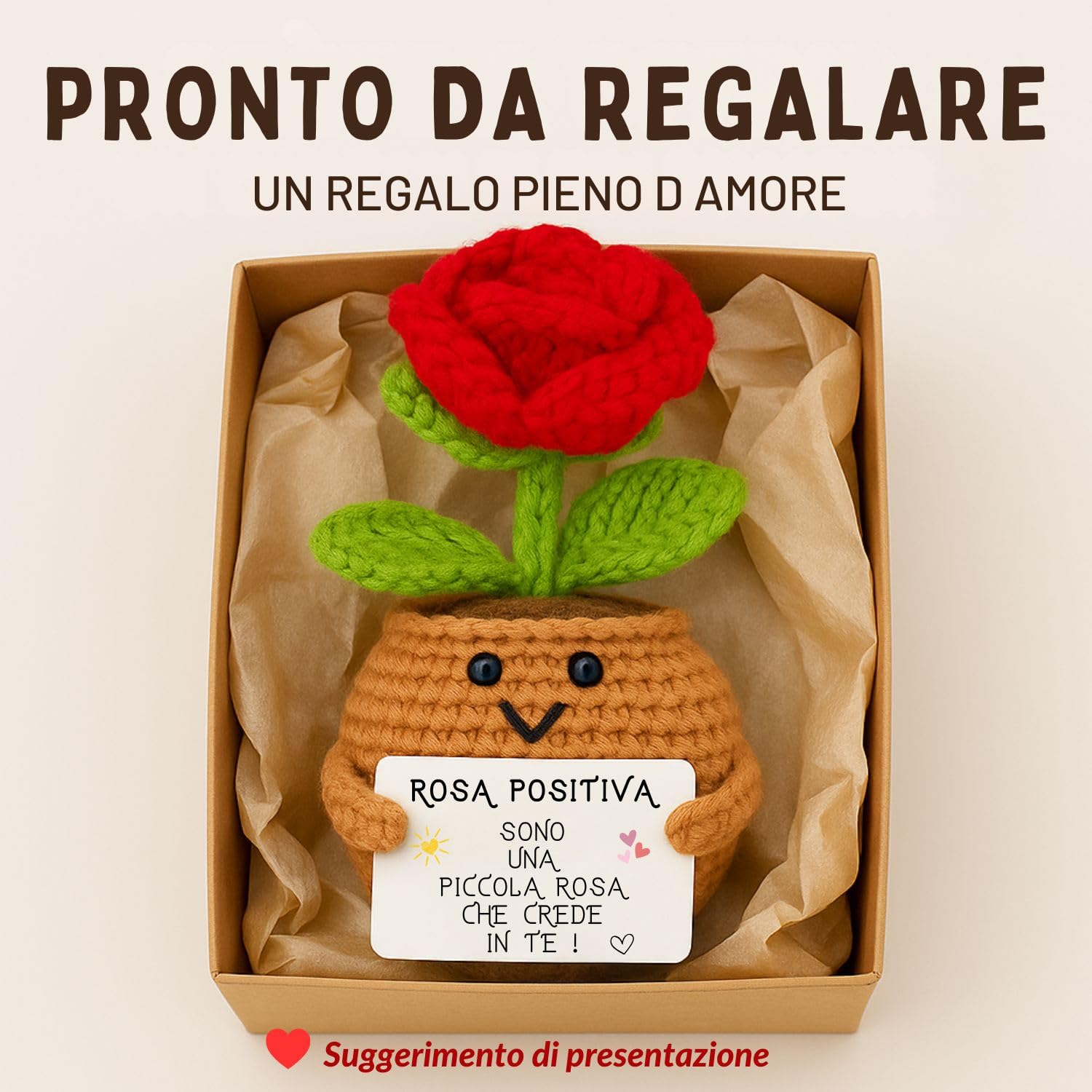 Rosa Positiva | Idea Regalo Romantica per Donna e Coppia | Festa della Mamma, Compleanno Amica Fidanzata Moglie | Sorpresa per Lei | Fiore Eterno Decorativo | Amore & Dolcezza | Decorazione Casa Cute - 5