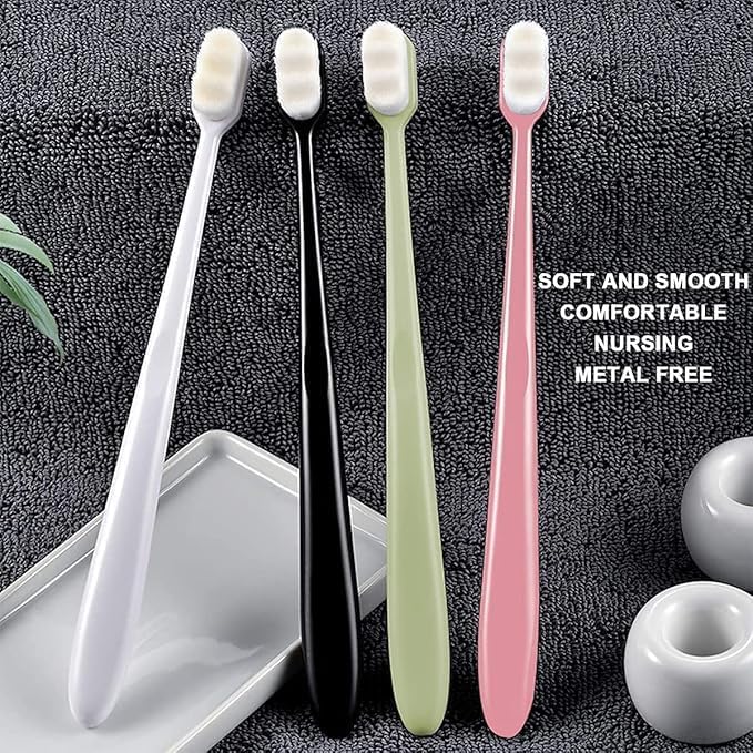 Image of Extra Soft Tooth Brushes For Adults Ultra Soft-Bristled Adult Toothbrush Micro Nano Soft Bristle Perfect For Kid Children Sensitive Teeth /Gum Person, Manual, (Multicolour) (2)