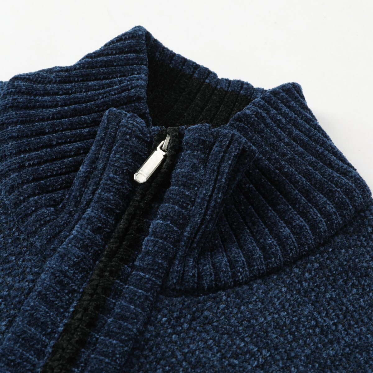 Allthemen Cardigan da Uomo Spesso con Collo Alto e Cerniera Lavorato a Maglia Sweater con Maniche Lunghe in Lana e Cotone