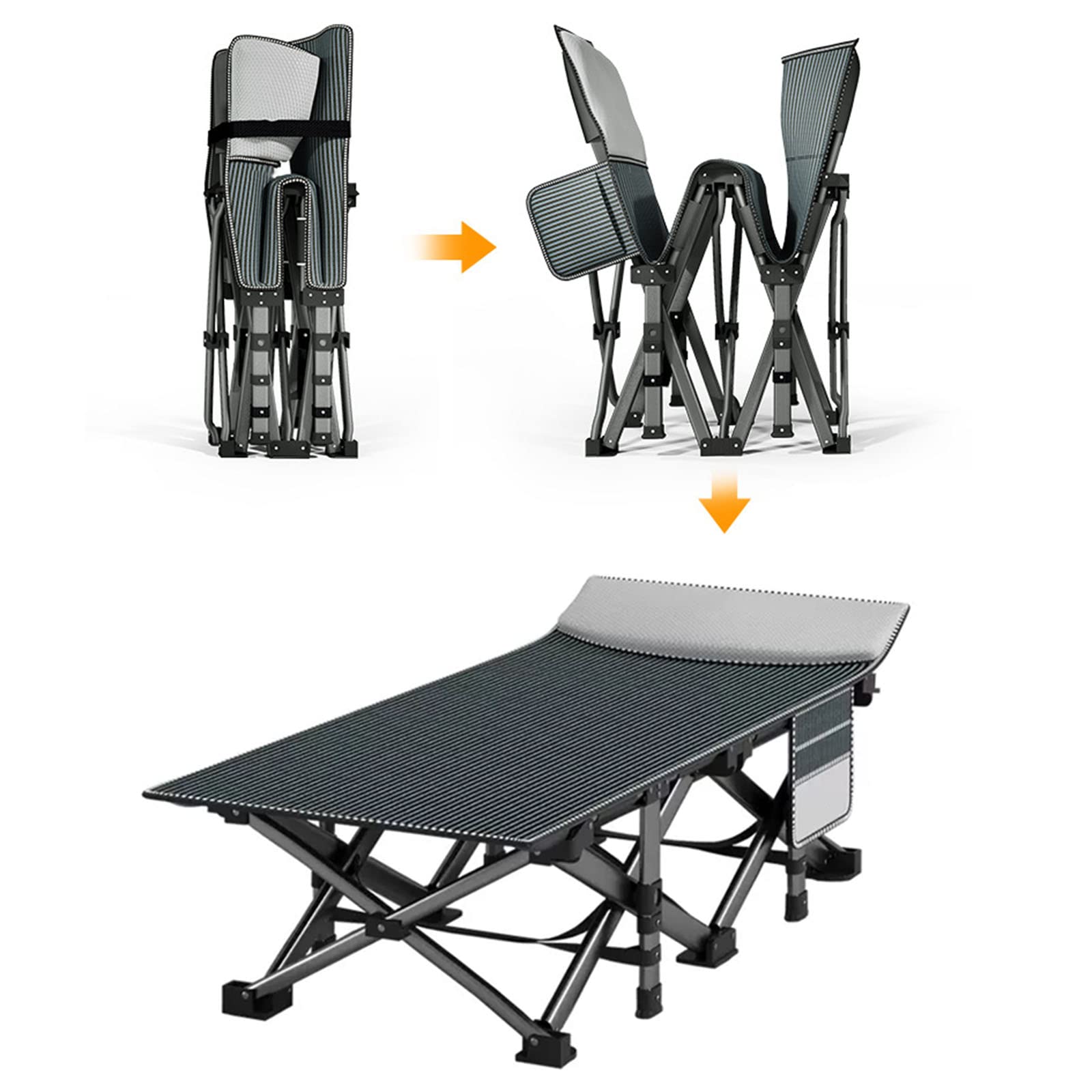 ZTGL Lettino Pieghevole da Campeggio per Adulti con Materasso, Letto per Ospiti, Cuscini e organizzatori da Viaggio per Outdoor Camping Mountaineering Escursionismo Spiaggia,A + Cotton Mattress