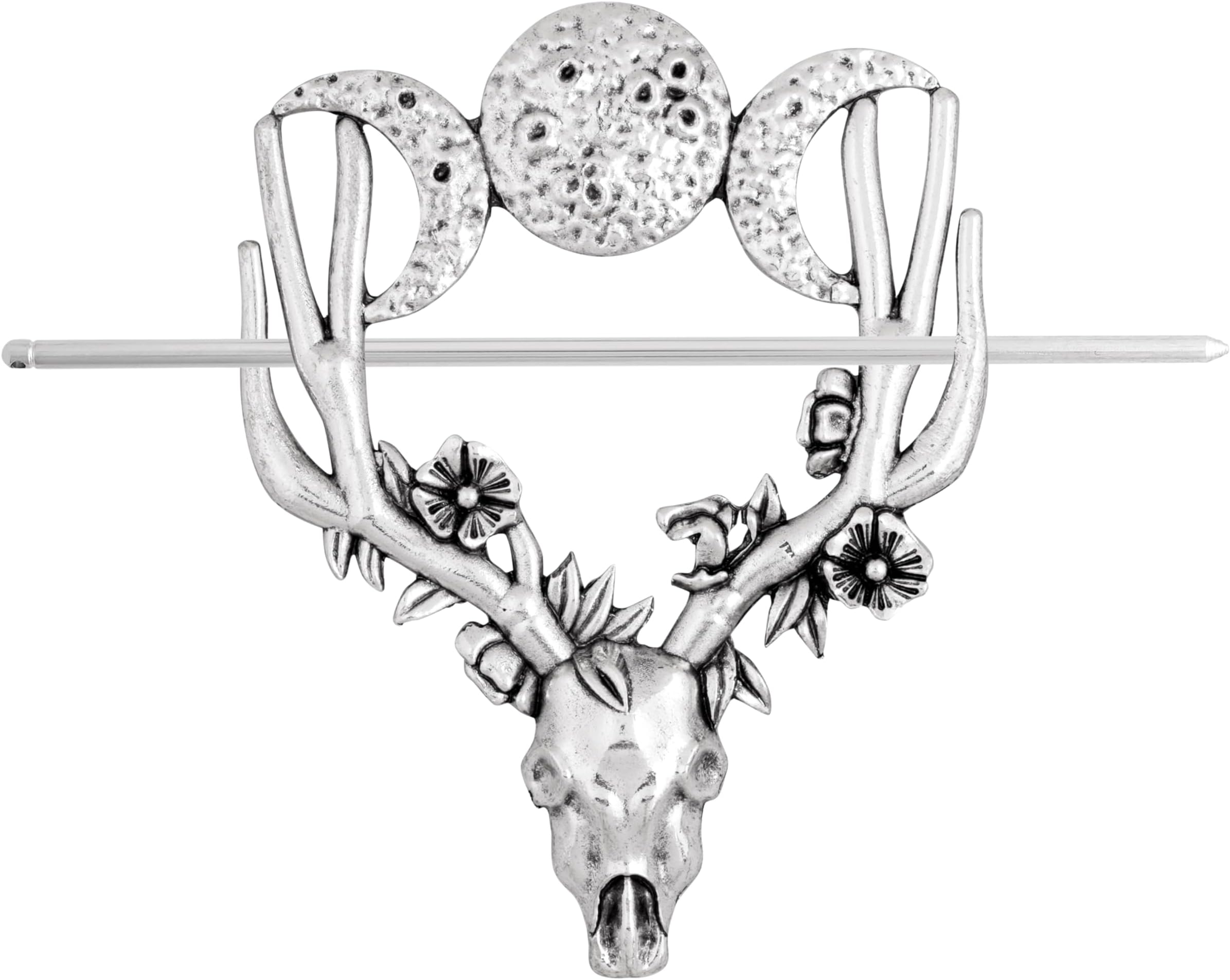 HAQUIL Gothic Buffalo Moon Witchy Hairpin Triple Moon Wicca Hair Accessories, Moon Hair Stick Thin Long Hair Clip, Jewelry for Men Women