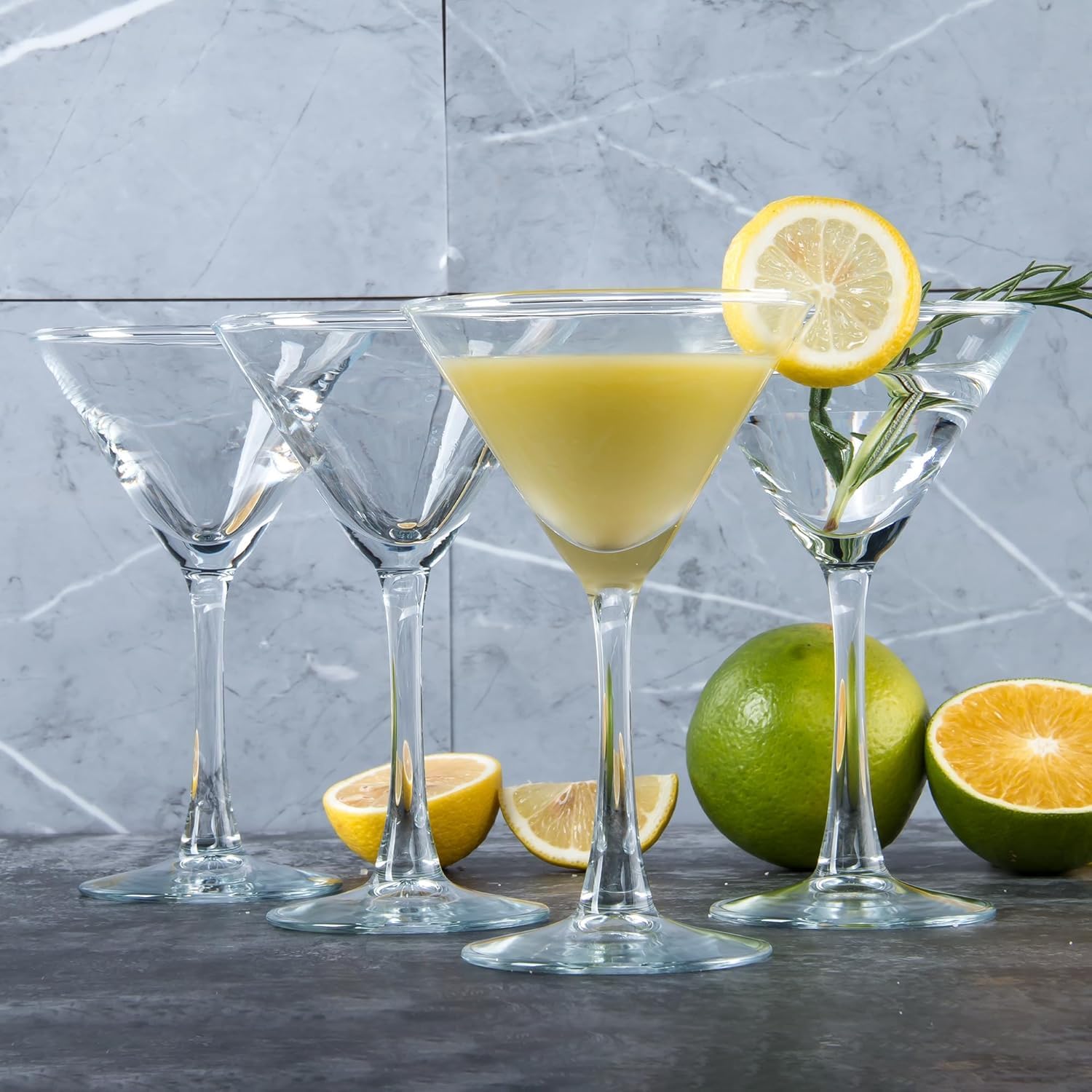 Set of 7 Classic Crystal Martini Glasses, 6oz Cocktail Tumblers for Espresso Martini, Cosmopolitan, and Housewarming Parties (7 SET)