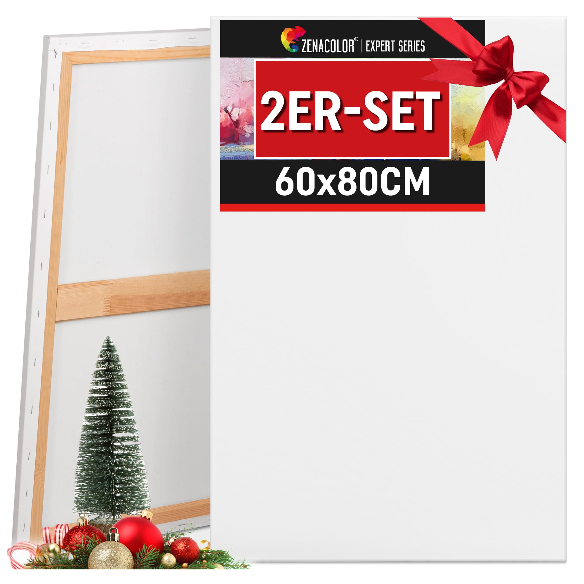 Zenacolor Leinwand Zum Bemalen 60x80 - Set aus 2 Canvas - Geeignet für alle Arten von Farben auf Leinwänden