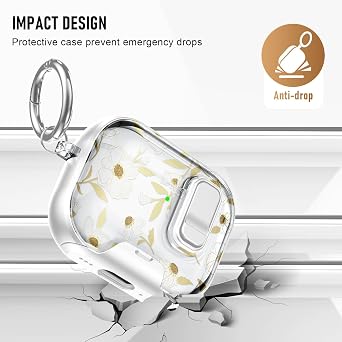 Compatible Airpods 4 Case (2024) with Phone Stand & Cleaner Kit,Print Soft Silicone Lock Clip Apple AirPods 4th Generation Case, Airpod 4 Cover with Keychain for Women/Girls,Flower