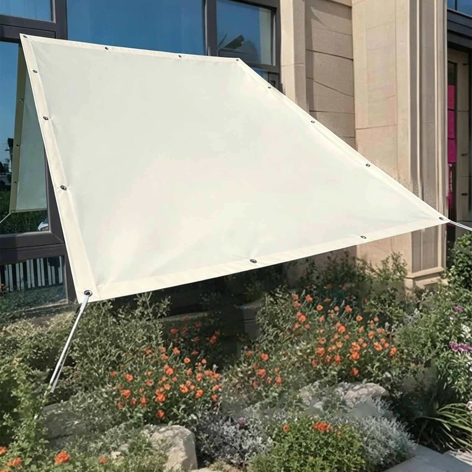 Waterproof Tarpaulin Heavy Duty Canvas Tarp Sheet 1.5x2m 1.2x1.5m 1.2x1.8m 2x3m 3x4m 4x6m, Outdoor Balcony Garden Furniture Caravan Cover(3x5m(9.8ftx16.4ft))