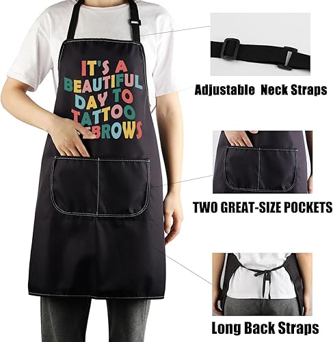 Miniatura 5 de CENWA Delantal de artista de cejas con bolsillos, regalo de técnico de cejas, delantal de cocina ajustable para cejas pestañas mujeres