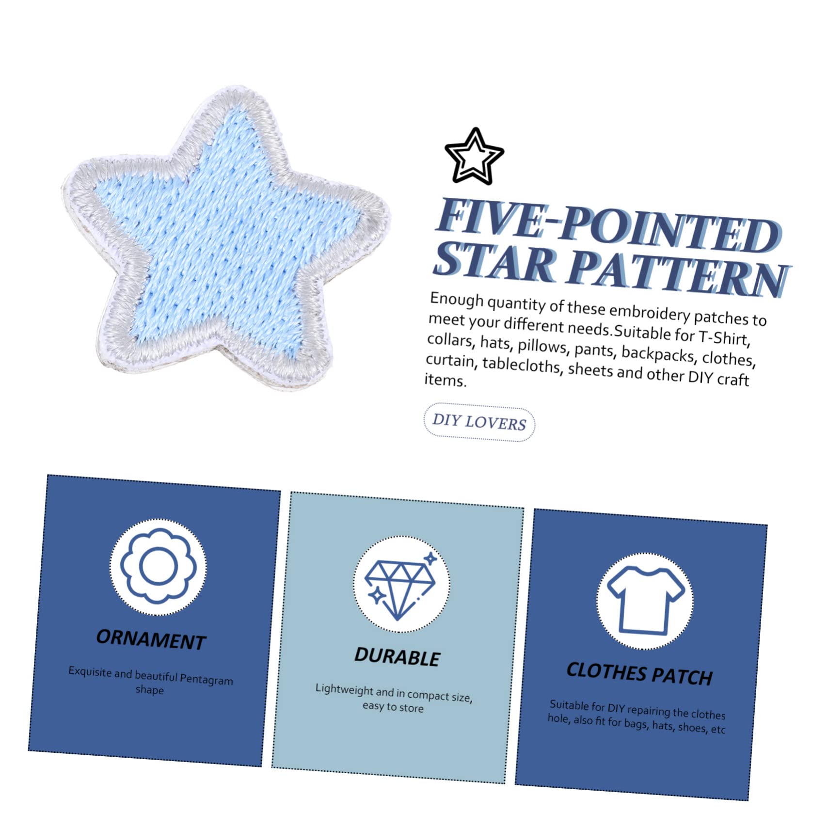 EXCEART 100pezzi Patches Autoadesivi Ricamati Forma Stella Per Abbigliamento Toppe Decorative Per Jeans Borse e Accessori Riparazione e Decorazione Fai Te