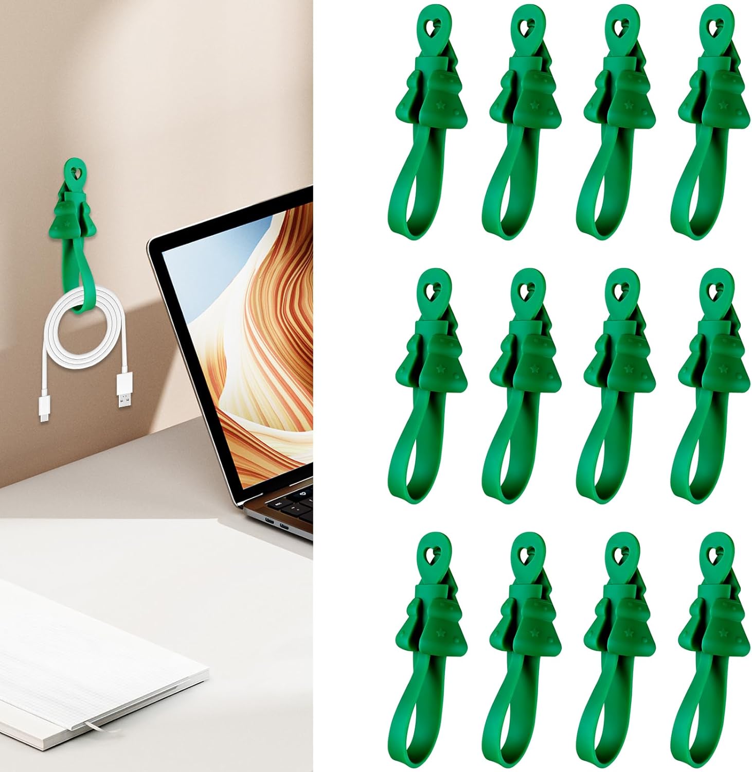 12 Pcs Appliance Cord Organizer, Silicone Cord Bundlers, No Tools Cord Bundler for Hanging Electrical Cables, Self-Adhesive Design for Quick and Easy Application