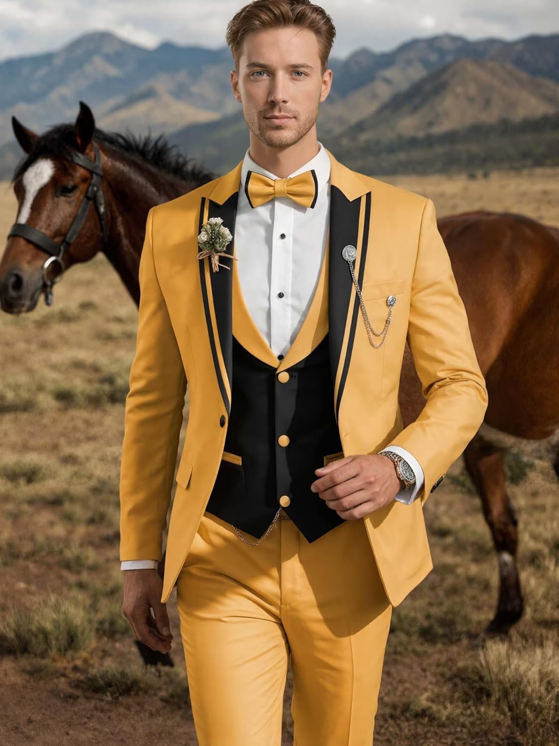 Suits for Men Slim Fit 3 Piece Mens Tuxedo Suit Set Business Wedding Prom Suits for Men Blazer Jacket Vest Pants