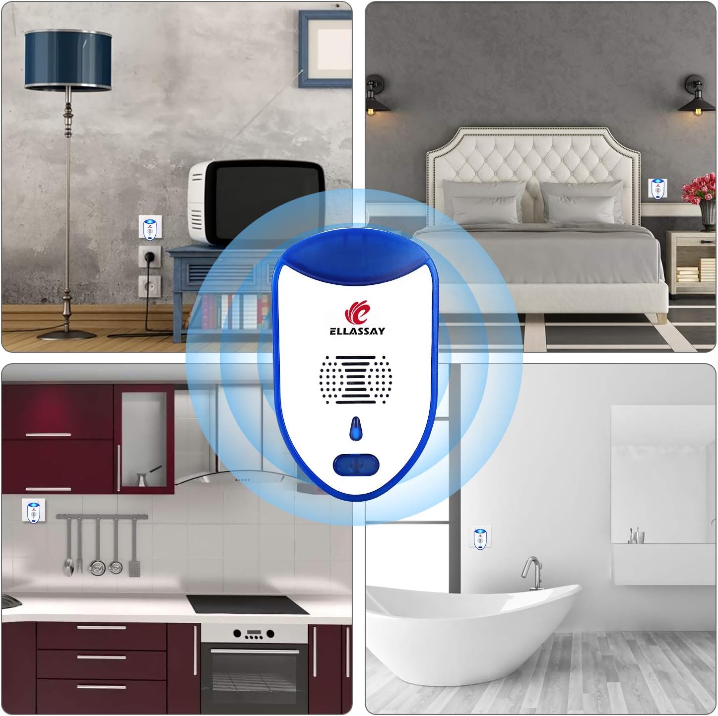 ELLASSAY Ultrasonic Pest Repeller 2 Packs Pest Control Electronic Plug in Indoor Pest Repellent