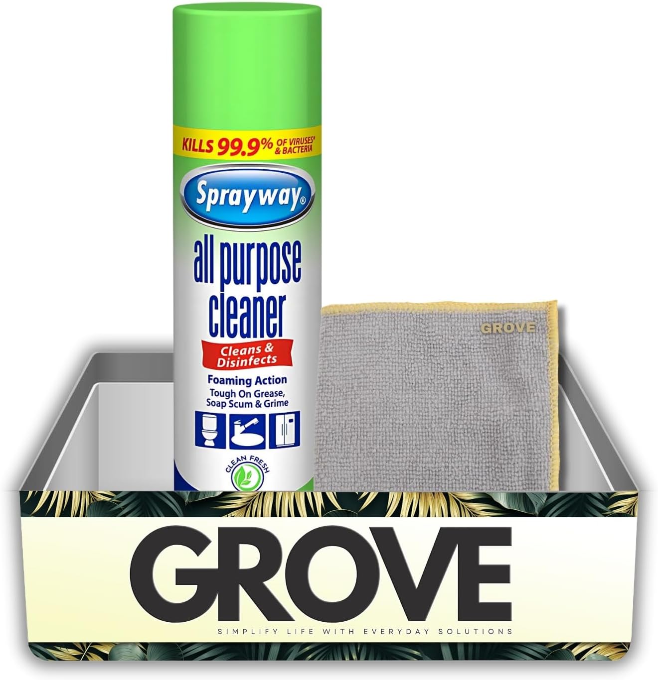 Sprayway Glass Cleaner Spray Bundle with Microfiber Auto Cleaning Cloth – Cleans, Deodorizes, and Freshens Household Surfaces with Ease – Gift Set (2 Items)