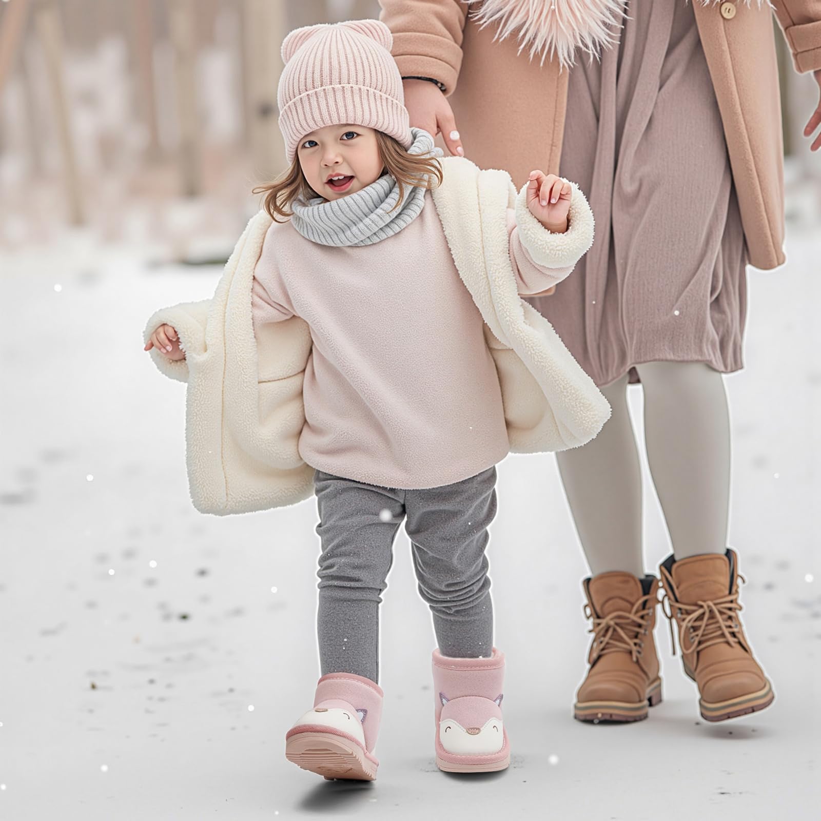 MASOCIO Bottes Bébé Garçon Fille Hiver Bottines Enfant Chaussures Fourrés Peluche Chauds Antiderapant Taille 18-24 EU