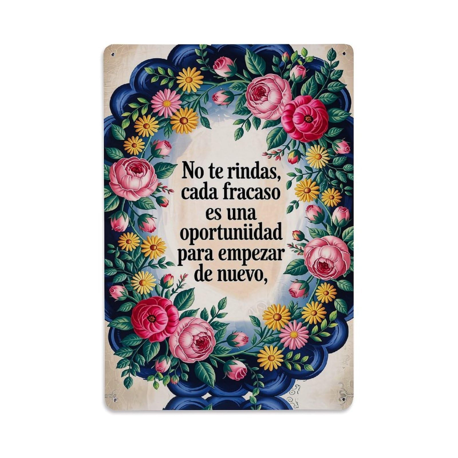 Jdfenggu Vintage Floral With Roses And Daisies Retro Metal Tin Sign, Decor Art Poster For Bar, Home, Man Cave, Kitchen, Laundry Room Gift 8X12inch