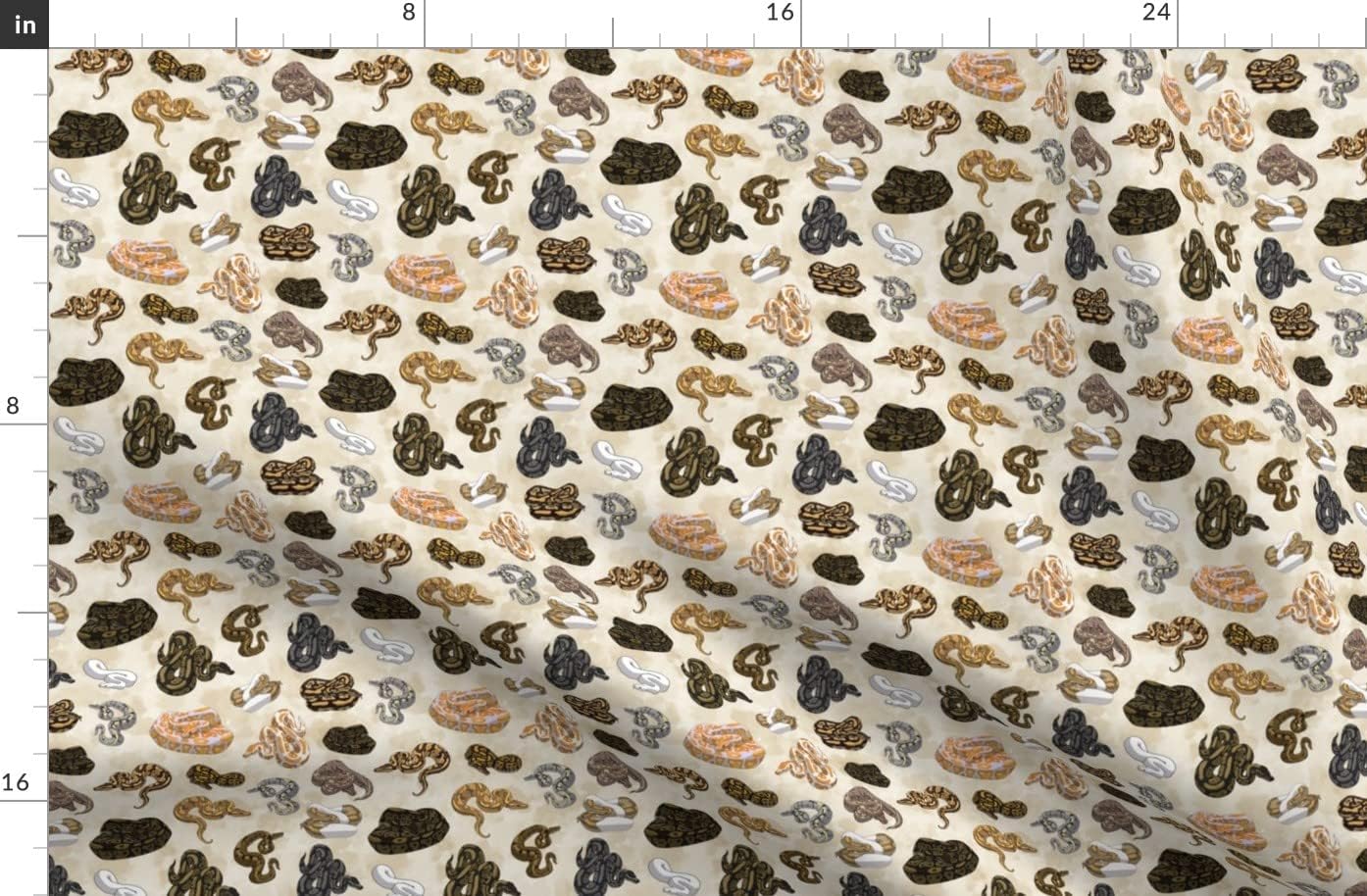 Spoonflower Fabric - Ball Morph Snake Pattern Small Animals Warm Pets Reptile Printed on Organic Cotton Sateen Fabric by The Yard - Sewing Quilting Apparel Home Decor