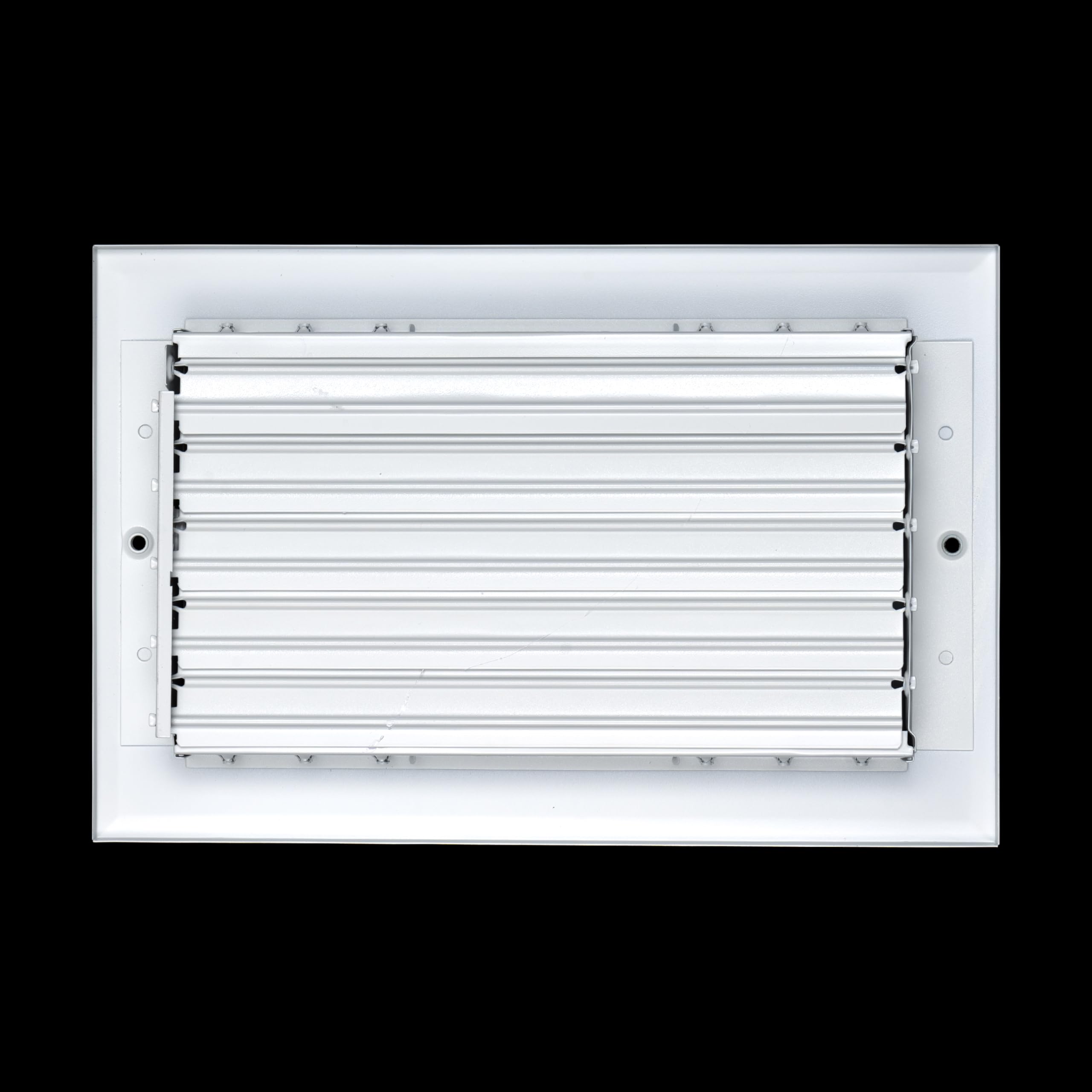 Handua 25,4 x 15,2 cm (l x H) [ouverture du conduit] Grille d'alimentation en air réglable en aluminium sur 3 voies | Grille d'aération pour paroi latérale et plafond | Blanc | Dimensions extérieures