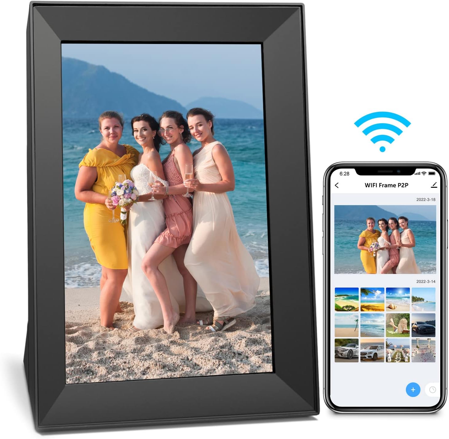 Digital Photo Frame, eco4life 8 inch WiFi Smart Frame with