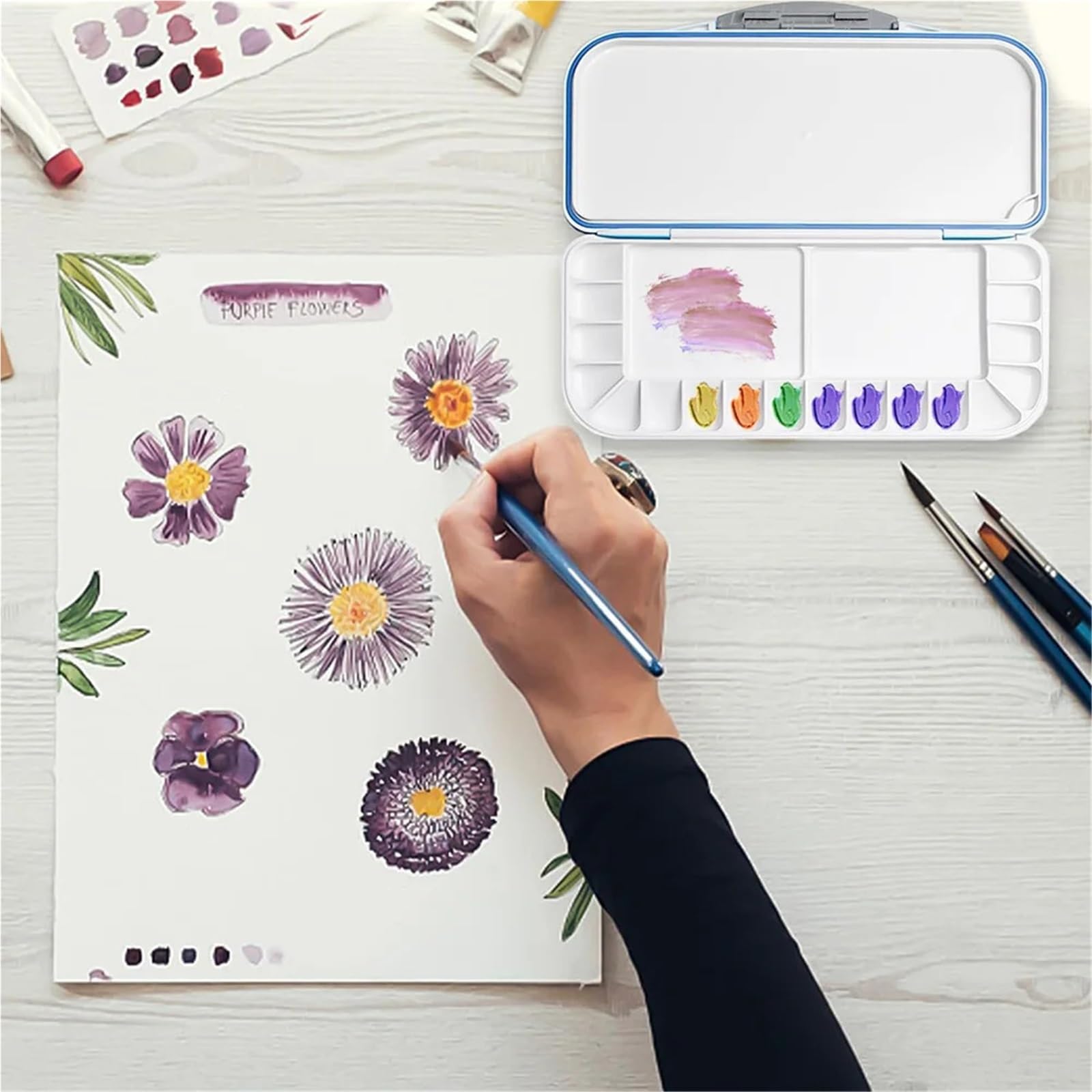 Aquarellpalette Mit 18 Vertiefungen, Faltbar