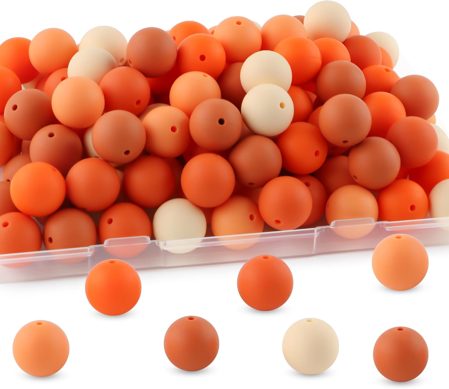 60pcs 19mm Silicone Beads for Keychain Making Mix Color Round Beads for Pens and Bracelet Crafts(Orange)