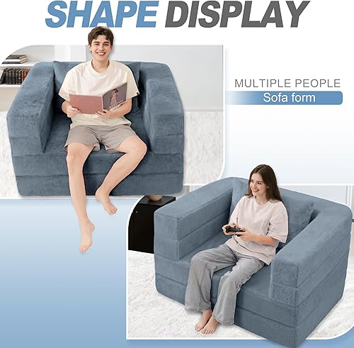 Miniatura 236 de Cama humana gigante para perro, cama 3 en 1 para perro de tamaño humano con funda de piel sintética lavable, cama grande plegable para mascotas con