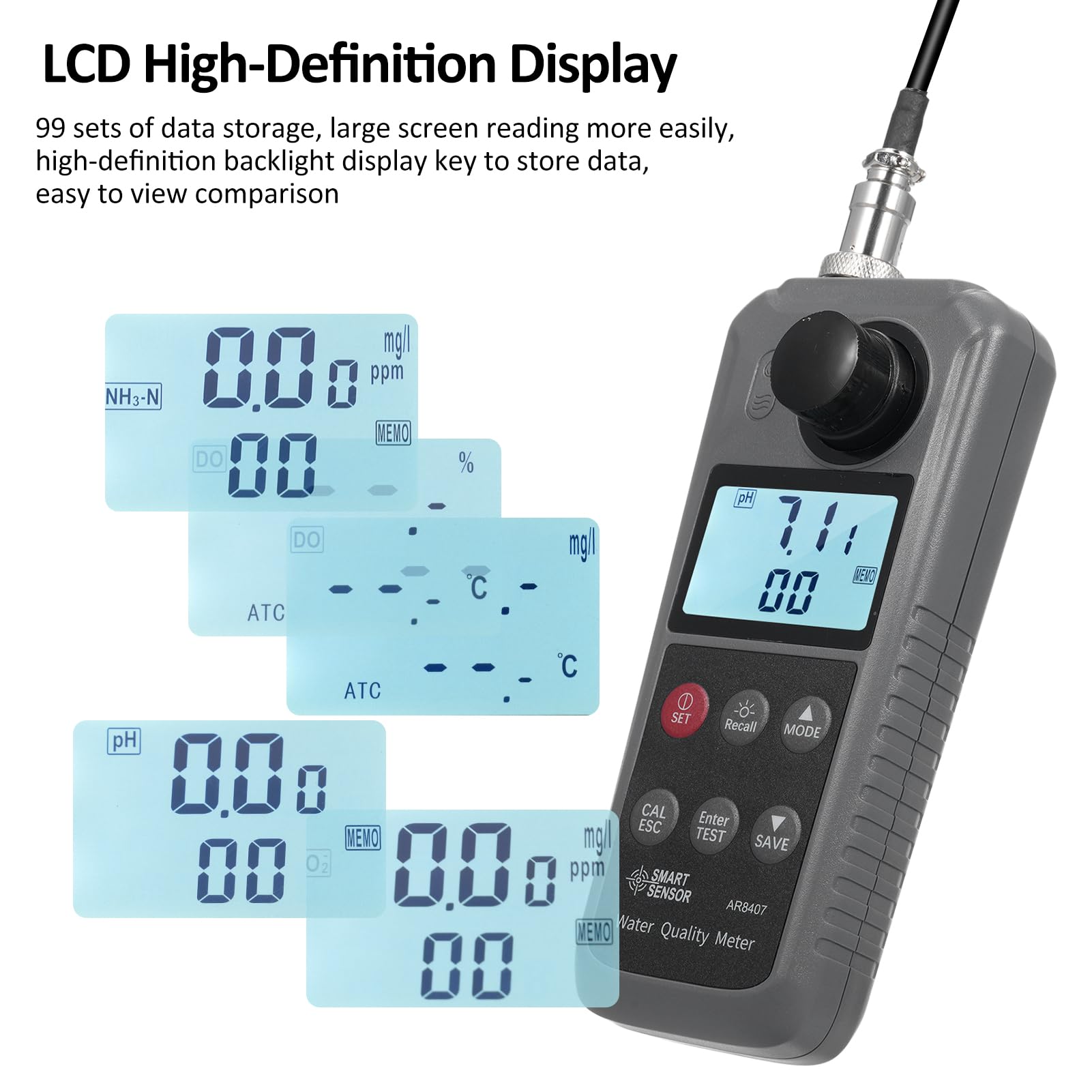 Amazon.co.jp: Luejnbogty スマートセンサー 6-in-1 デジタル溶存酸素