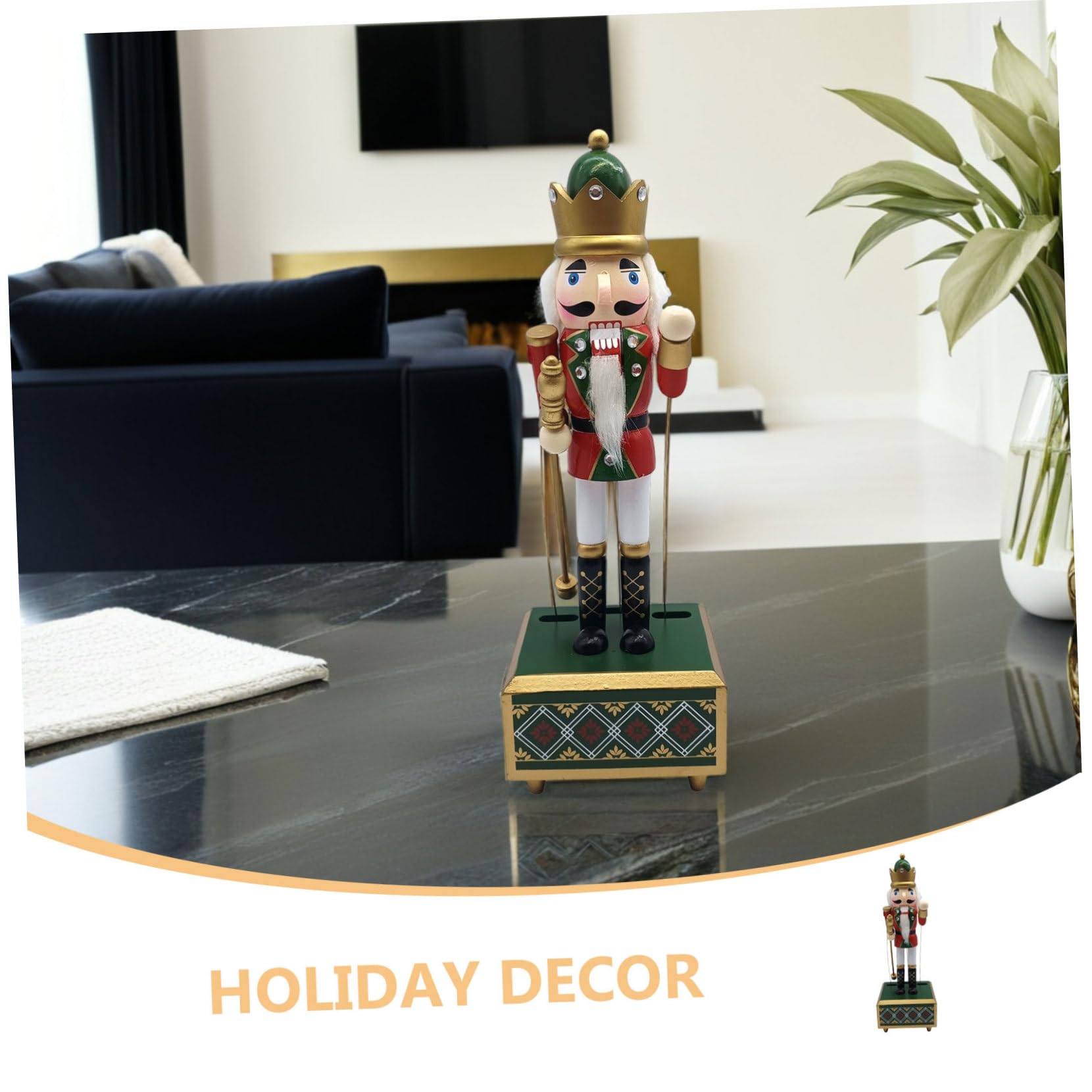 TOYANDONA Legno Schiaccianoci Carillon Statuina Musicale per Feste Natalizie Decorazione Festiva Carica senza Batterie Simbolo Tradizionale di Pace per Casa e Ufficio
