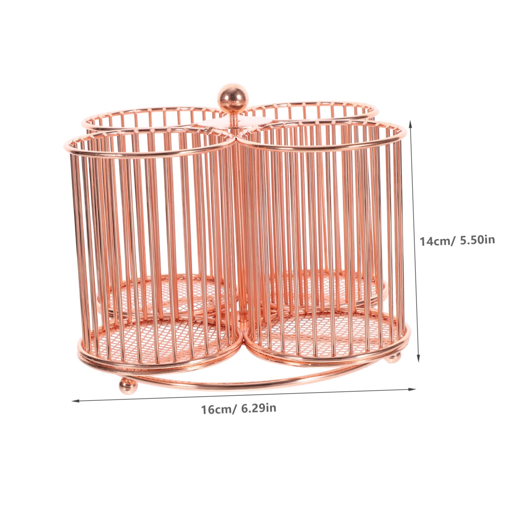 Rotary Pen Holder in Ferro, Organizer Rotante a Quattro Tubi per Scrivania | Cancelleria Ufficio, Accessori Make Up, Capienza Grande, Finitura Perlata, Uso Versatile