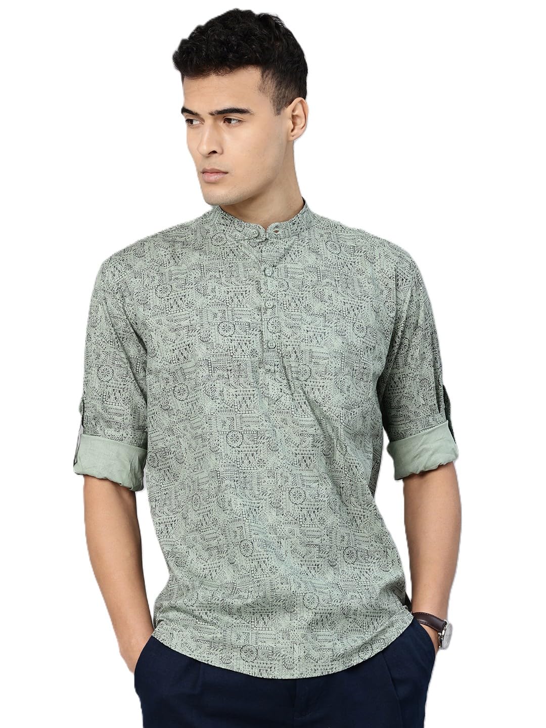 Majestic Man Men’s Cotton Regular Fit Short Printed Designer Kurta Majestic Man Men’s Cotton Regular Fit Short Printed Designer Kurta