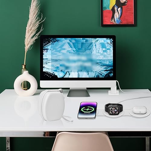 Miniatura 4 de Funda compatible con UCOMX para Nanopara Hicoberpara Iseyyoxpara RTOPS Estación de carga inalámbrica 3 en 1 para Apple, cargador de viaje