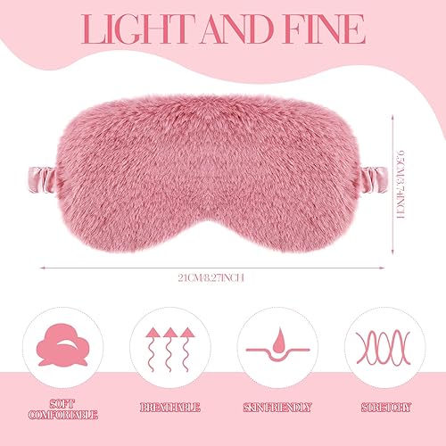 Miniatura 2 de 12 piezas de máscara de ojos de felpa suave para dormir, máscara de ojos peluda cómoda para dormir para niñas y adultos, mujeres, hombres, fiesta de