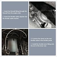 Vista 6 de Kit de cable de acelerador trenzado de acero inoxidable de 24 pulgadas con cubierta de bloqueo, con ajuste de aluminio y casquillo, cables