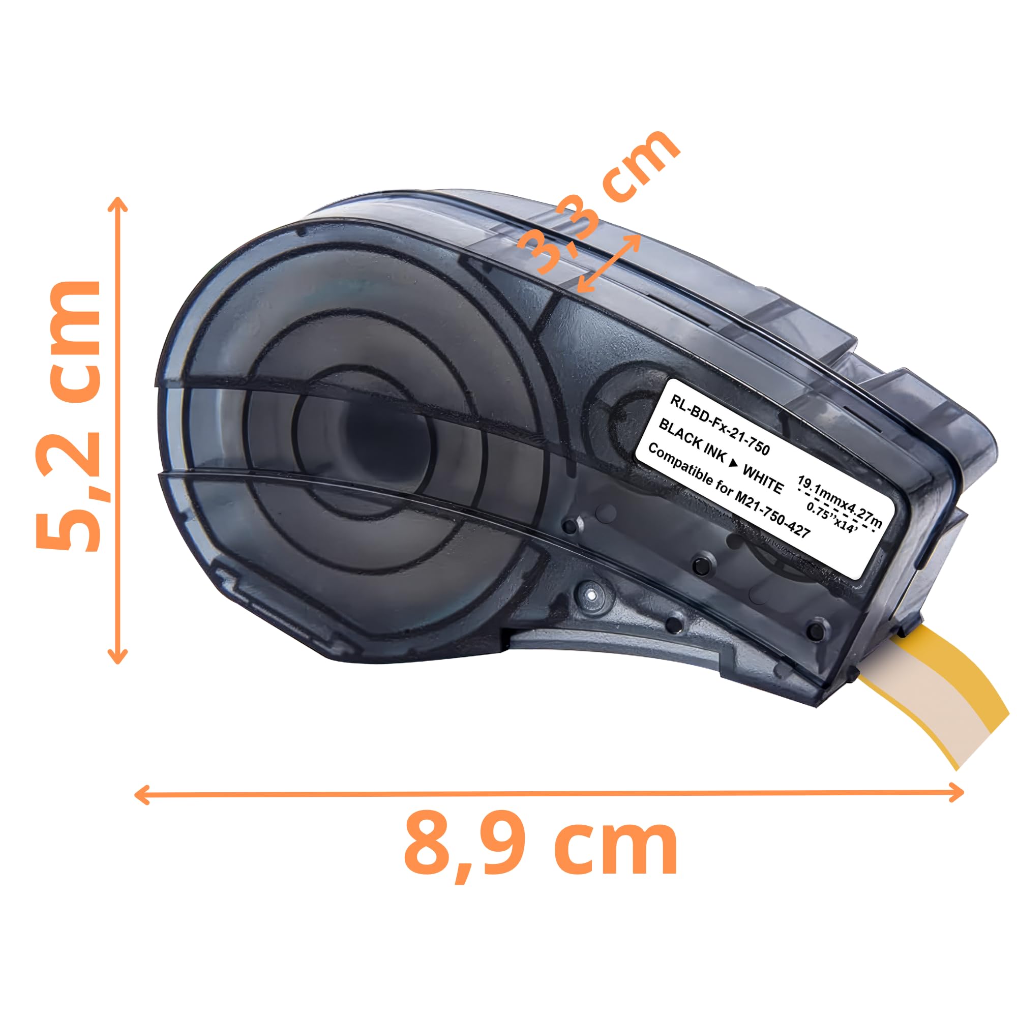 Ruban pour étiqueteuse compatible Brady BMP21-LAB BMP21-PLUS - Étiquette vinyle recharge M21-750-427 19,1mm x 4,27m Phonillico®