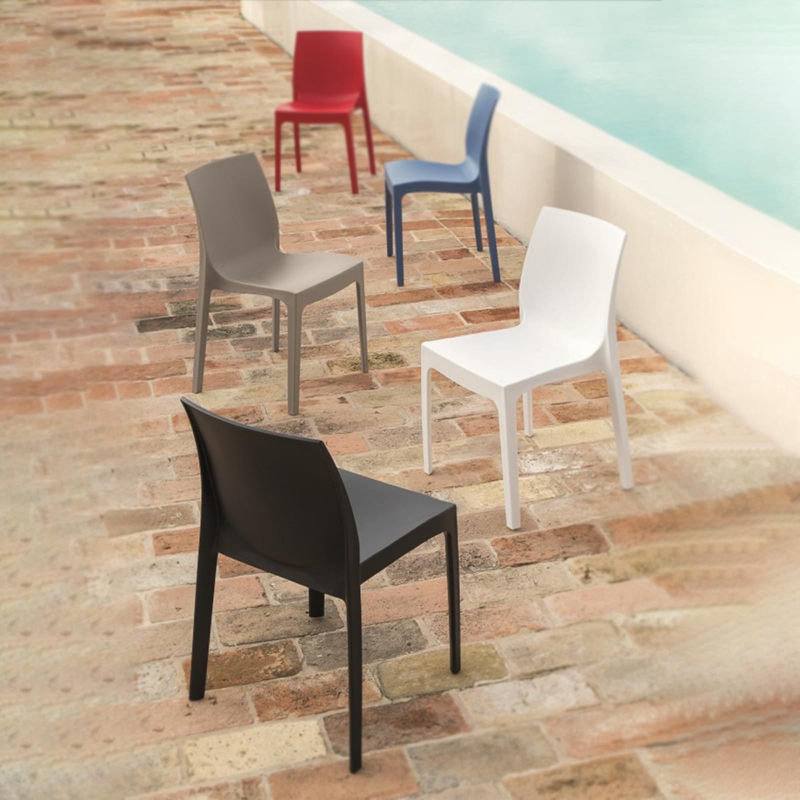 MONDO VIRO Sedia da pranzo Perla in polipropilene per giardino impilabile antiscivolo cm 47x55 82h (Tortora)