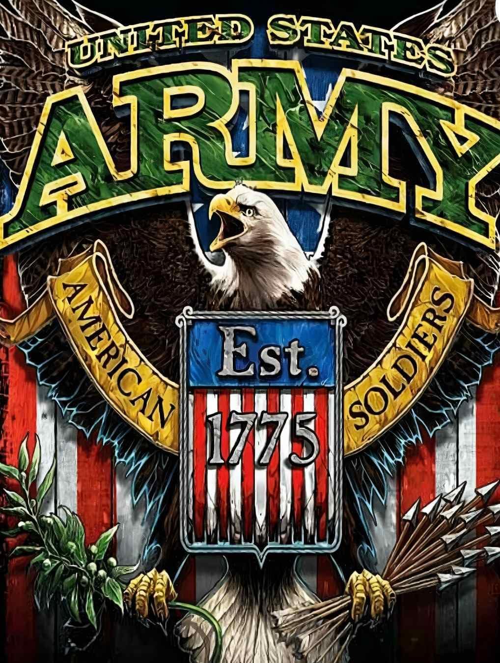 5D Diamond Painting Kits for Adults, 4th of July Patriotic Military Army America Full Round Drill Diamond Art Wall Decor (16x20inch/40×50cm)