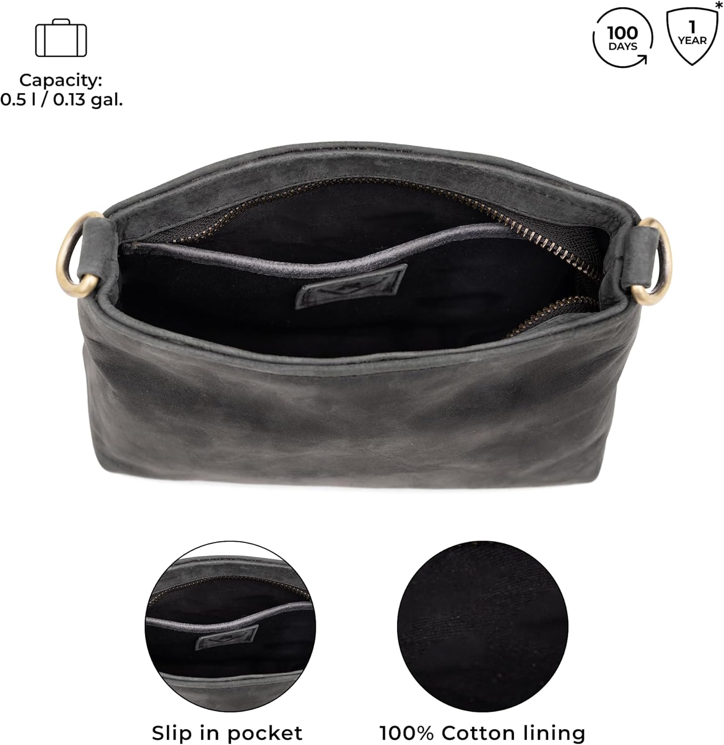 BERLINER BAGS Vintage Genuine Leather Shoulder Bag Marbella XS, Small Crossbody Purse for Women