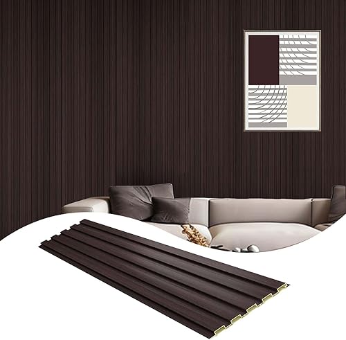 Miniatura 23 de OUZUGIE WPC Paneles de Pared de Listones Acústicos, Paquete de 8 de 96 x 6 Pulgadas Paneles de Pared 3D para Decoración de Pared Interior, Sala de
