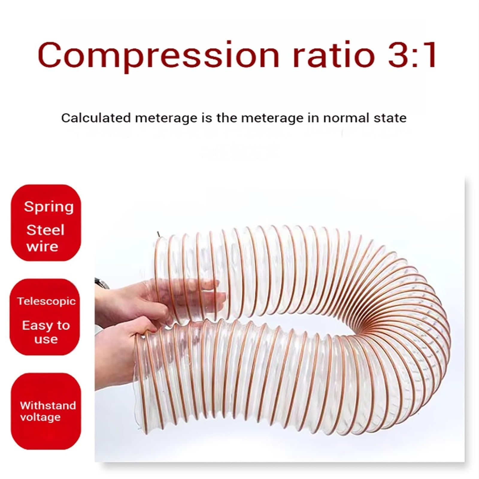 Générique Tuyau de Ventilation Flexible en polyuréthane (PU), épaisseur de paroi 0,93 mm, utilisable comme aspirateur Industriel, de 40 °C à +90 °C(90mm)