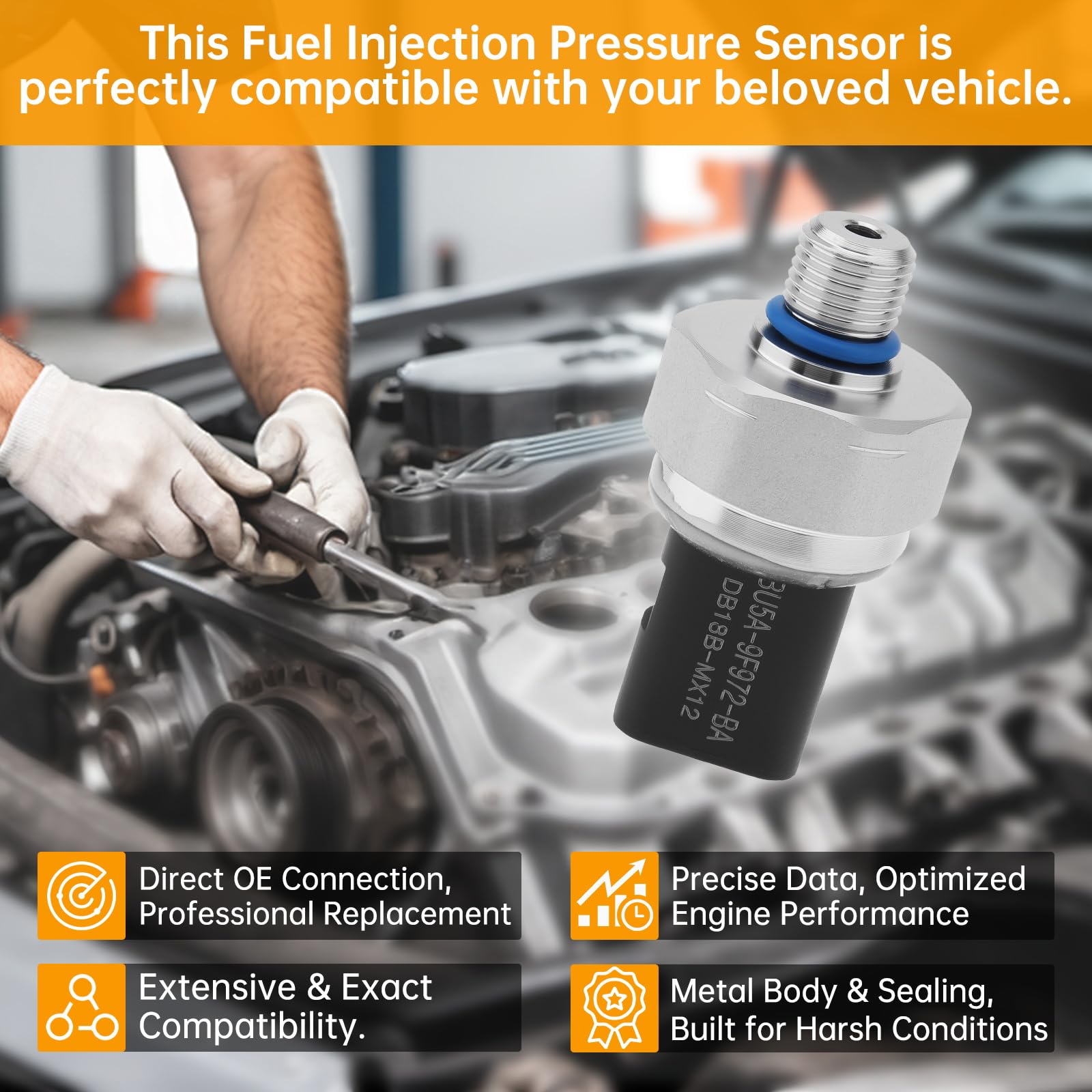 Sensore di pressione del carburante compatibile con Ford Lincoln, sostituisce BU5A-9F972-CA、BU5Z-9F972-B、CM-5250