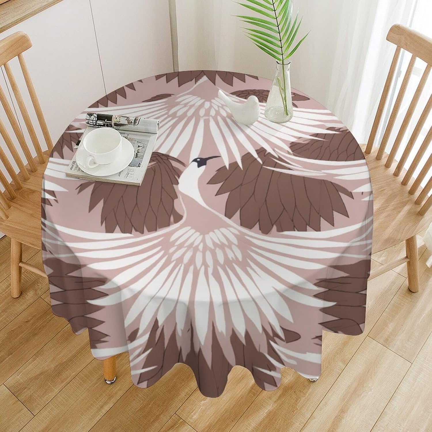 Cheyan 70x70in Table Decoration Table Covers Blush Pink White Print Tablecloth for Round Table Stain Resistant Table Cloths for Cafe Coffee Table Picnic Patio Indoor Outdoor Use, Style-16