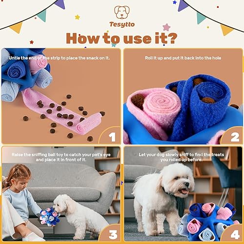 Miniatura 4 de Tesytto Juguete de bola de olfateo para perros, diseño de nueva estructura, interactivo para mascotas, fomenta las habilidades naturales de