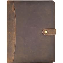 MDS Leather Portfolio Organizer, Professional Business Padfolio for Men Women, Executive Leather Folder, Resume Documents Card Holder, Interview Portfolio, Fits A4/Letter Size Legal Pad Rustic Brown