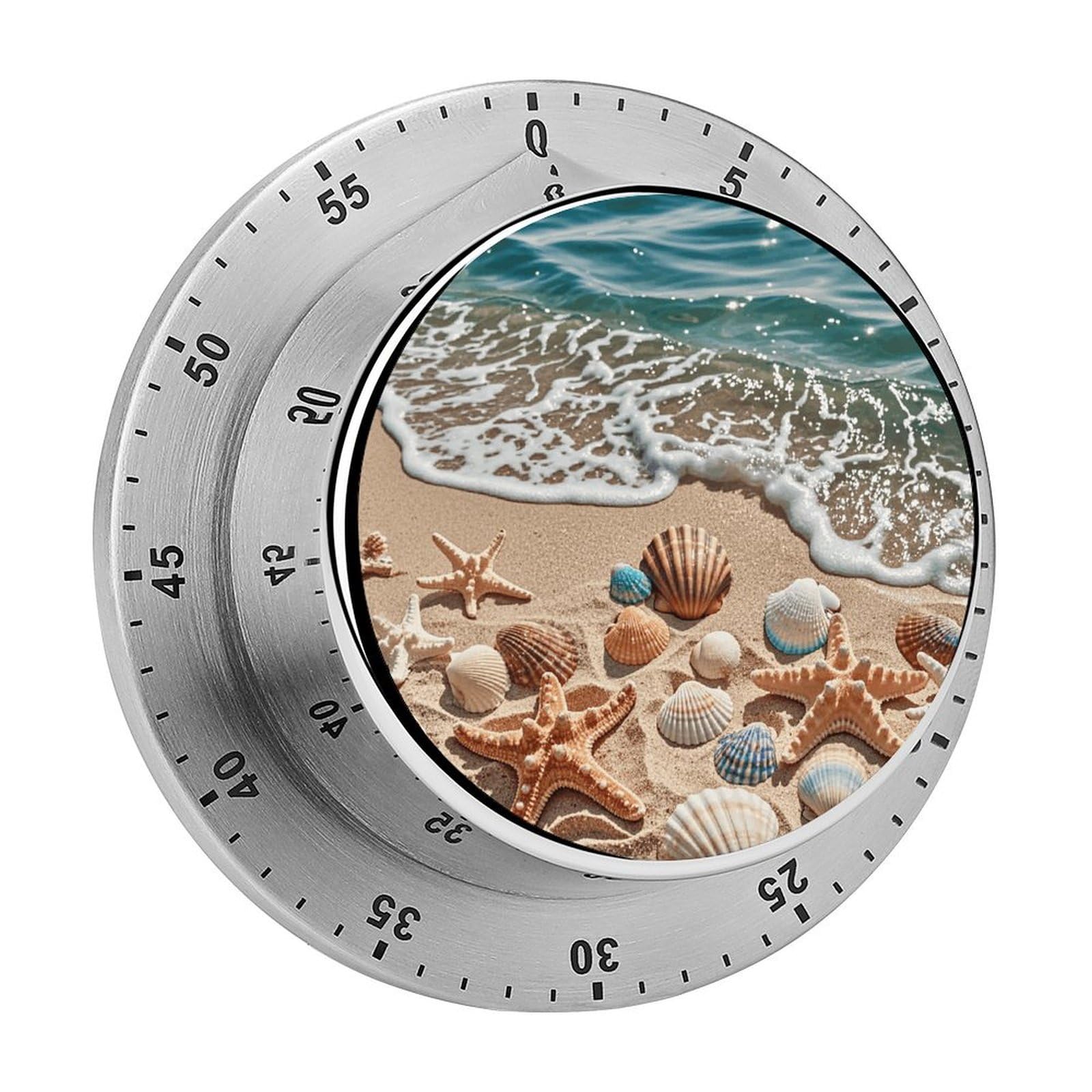 Beach Seashells Starfish Kitchen Timers Magnetic Back Manual Countdown Timers for Classroom Home Gym Tanning
