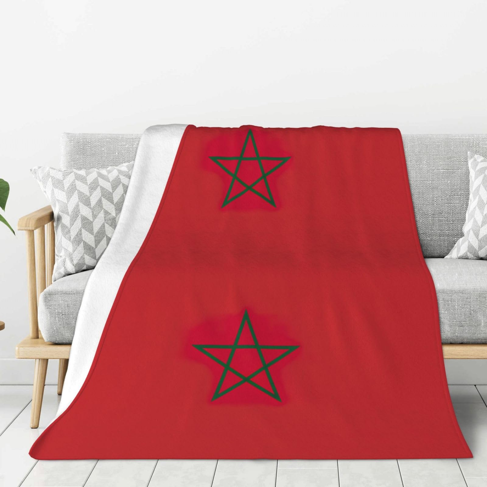 Couverture drapeau du Maroc en flanelle super douce pour lit et canapé