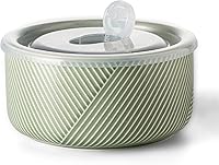 Vista 14 de Cuencos de cerámica con tapas: recipientes de almacenamiento de alimentos aptos para microondas de 20 onzas para sopa, ensalada, cereales, sobras