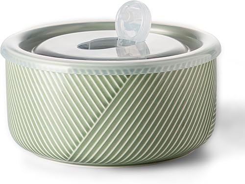 Miniatura 14 de Cuencos de cerámica con tapas: recipientes de almacenamiento de alimentos aptos para microondas de 20 onzas para sopa, ensalada, cereales, sobras