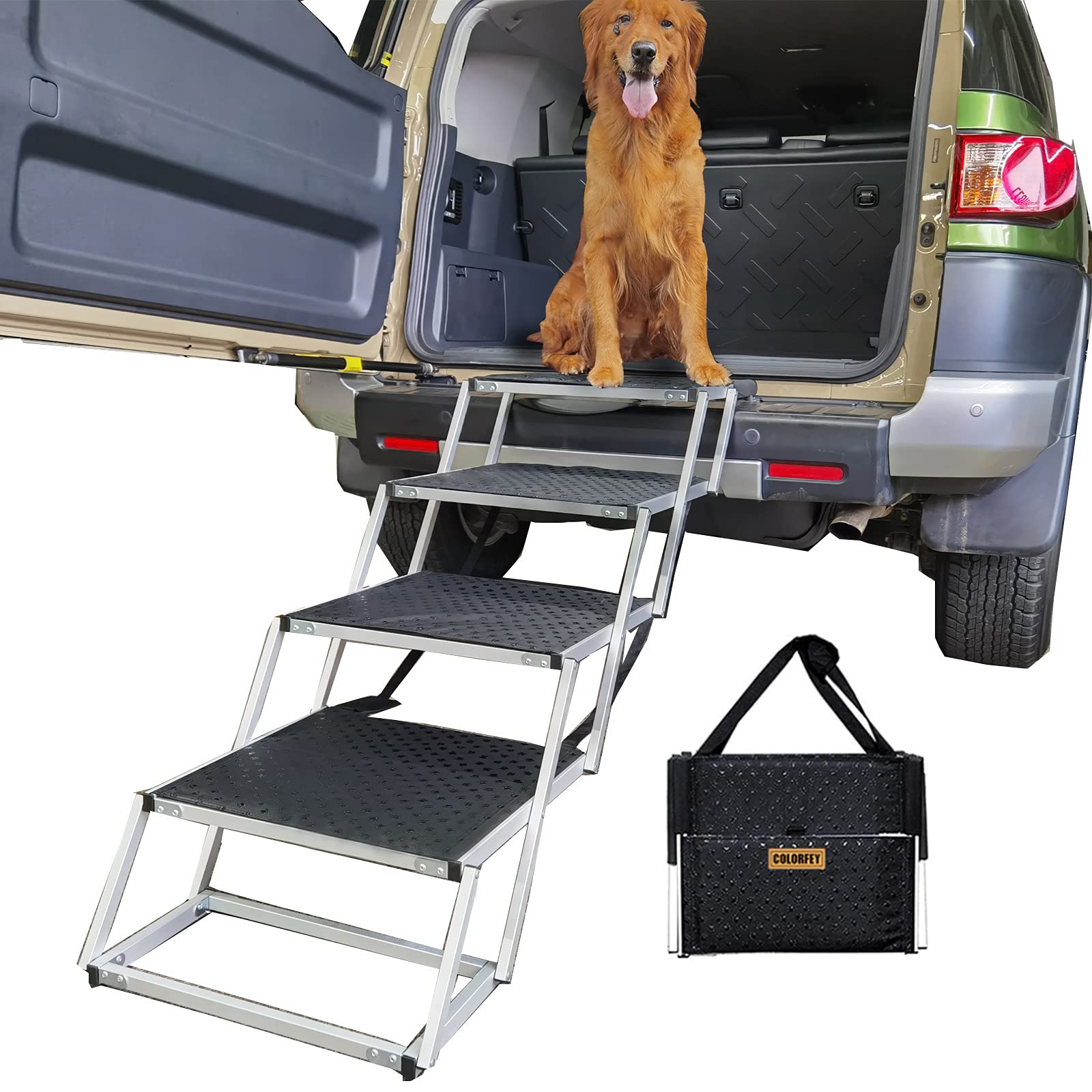 Buy COLORFEY Widened Dog Car Ramp, Folding Dog Steps for Large Dogs